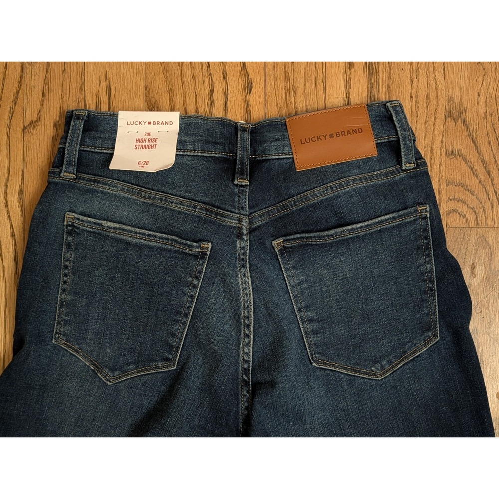 Lucky Brand Zoe High Rise Straight Dark Wash Raw Hem Women's Jeans 6/28 Long - Picture 4 of 16